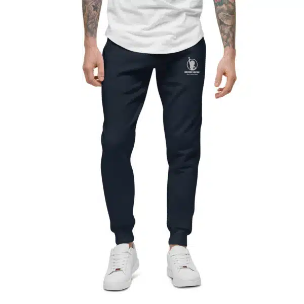 Unisex Fleece Sweatpants (Black and Dark Blue) - Image 2