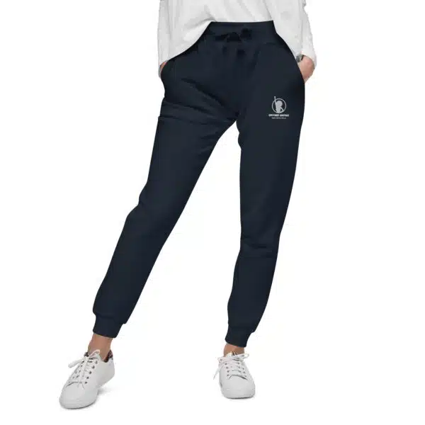 Unisex Fleece Sweatpants (Black and Dark Blue) - Image 4